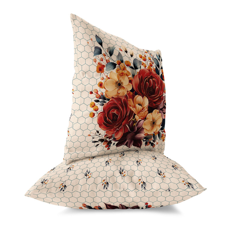 Coussin Petal Poetry, Rouge / Orange, H 18 po x l 18 po