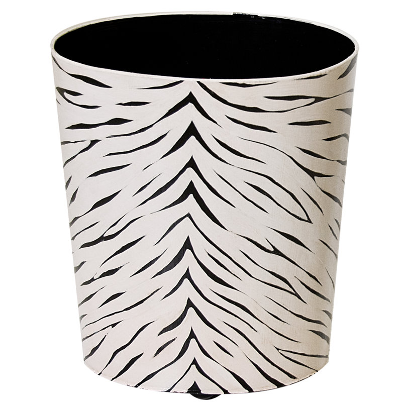 Black and White Zebra Print Aluminum Waste Basket