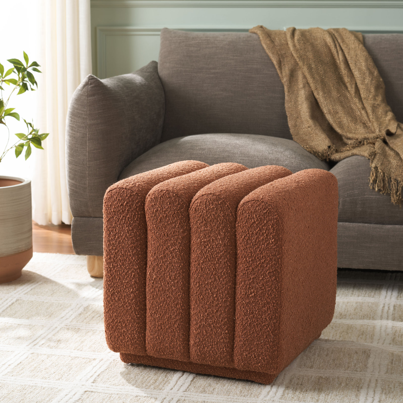19" Square Ottoman, Rust