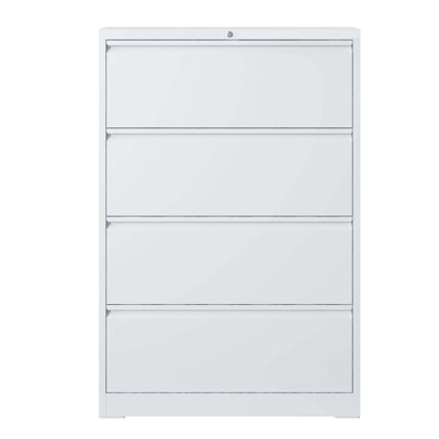 Horizontal File Cabinet 4 Drawers, White Locking File Cabinet