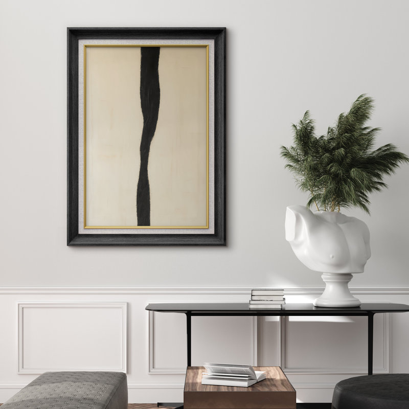 Œuvre encadrée de qualité supérieure - reproduction abstraite rétro pour décoration de salon - 26 po x 36 po, Noir