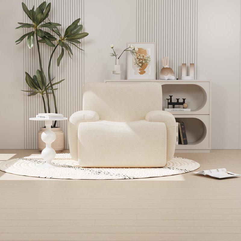 42" W Foam-Filled Upholstered Accent Armchair, Beige