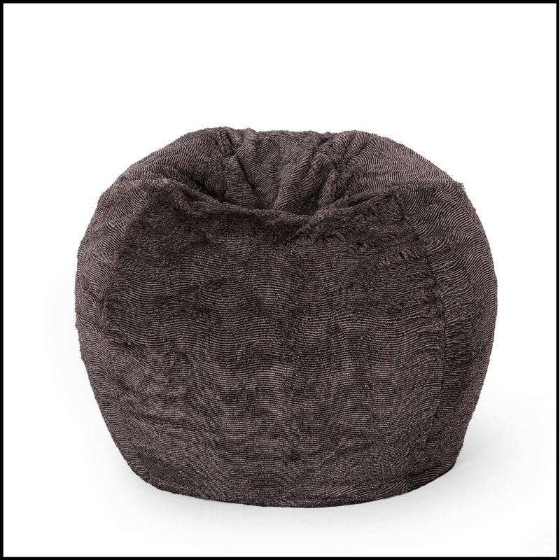 Vida 3 Foot Rounded Faux Fur Bean Bag, Soft And Stylish Comfort For Modern Living Spaces, Brown/Beige