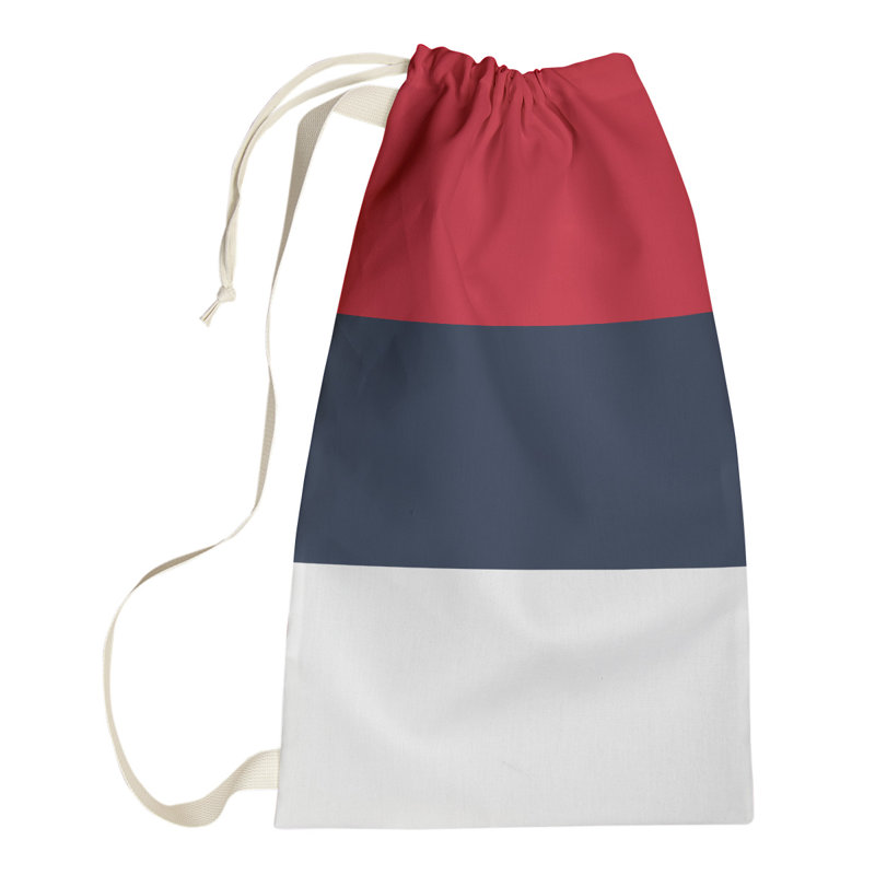 Fabric Laundry Bag with Handles, Medium (36" H x 28" W x 1.5" D), Pittsburgh Red/Navy/White
