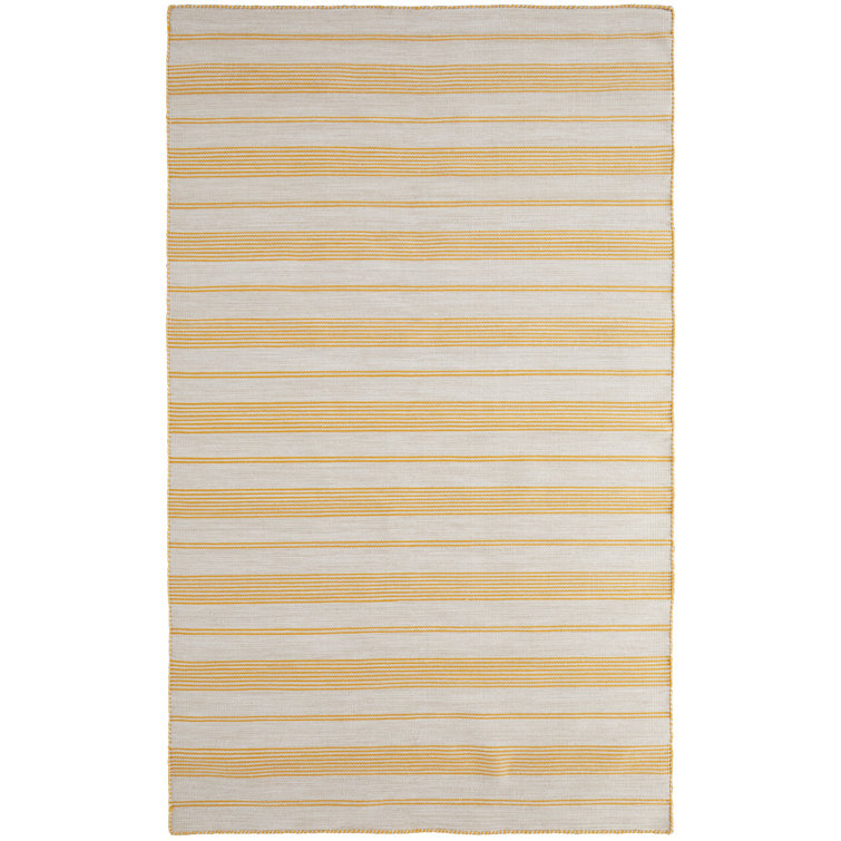 Perci Striped Handmade Flatweave Area Rug in Sun Yellow/Cream