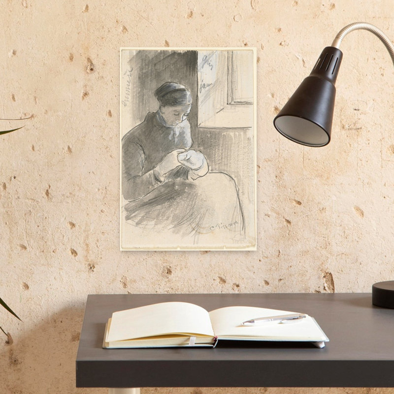 The Mender, C.1881 Abstract Contemporary Wall Art Print by Camille Pissarro - 1 Piece Wrapped Canvas Wall Art