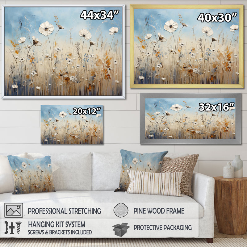 " Minimalism Wildflower Wonderland III ", Gold Single Picture Framed, 30" H x 40" W x 1.5" D