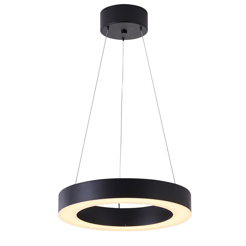 Lustre halo 1 lumière DEL noir mat, Noir mat