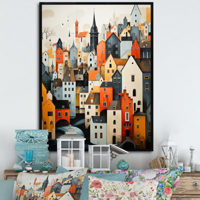 Collage de toits écarlates Terwood Danemark - reproduction sur toile