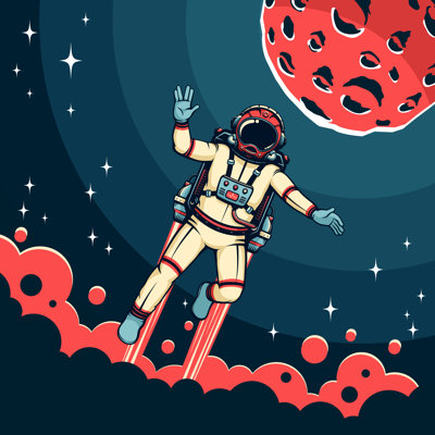 Oretta Atronaut Flies With Jetpack - Wrapped Canvas Print