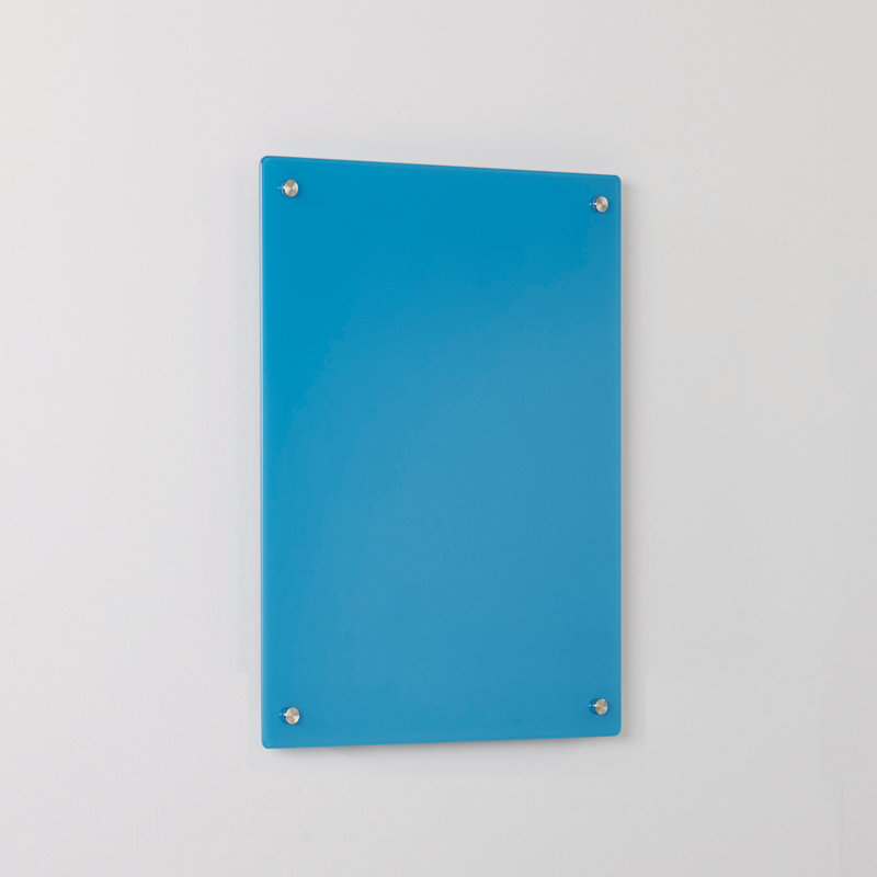 Wall Mounted Glass Board, 60 cm H x 45 cm W x 3.5 cm D, Sky Blue