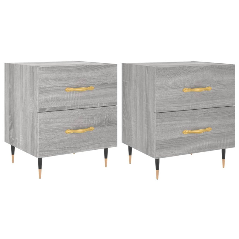 Rydal 40cm W Iron Bedside Table, Grey Sonoma, Set of 2