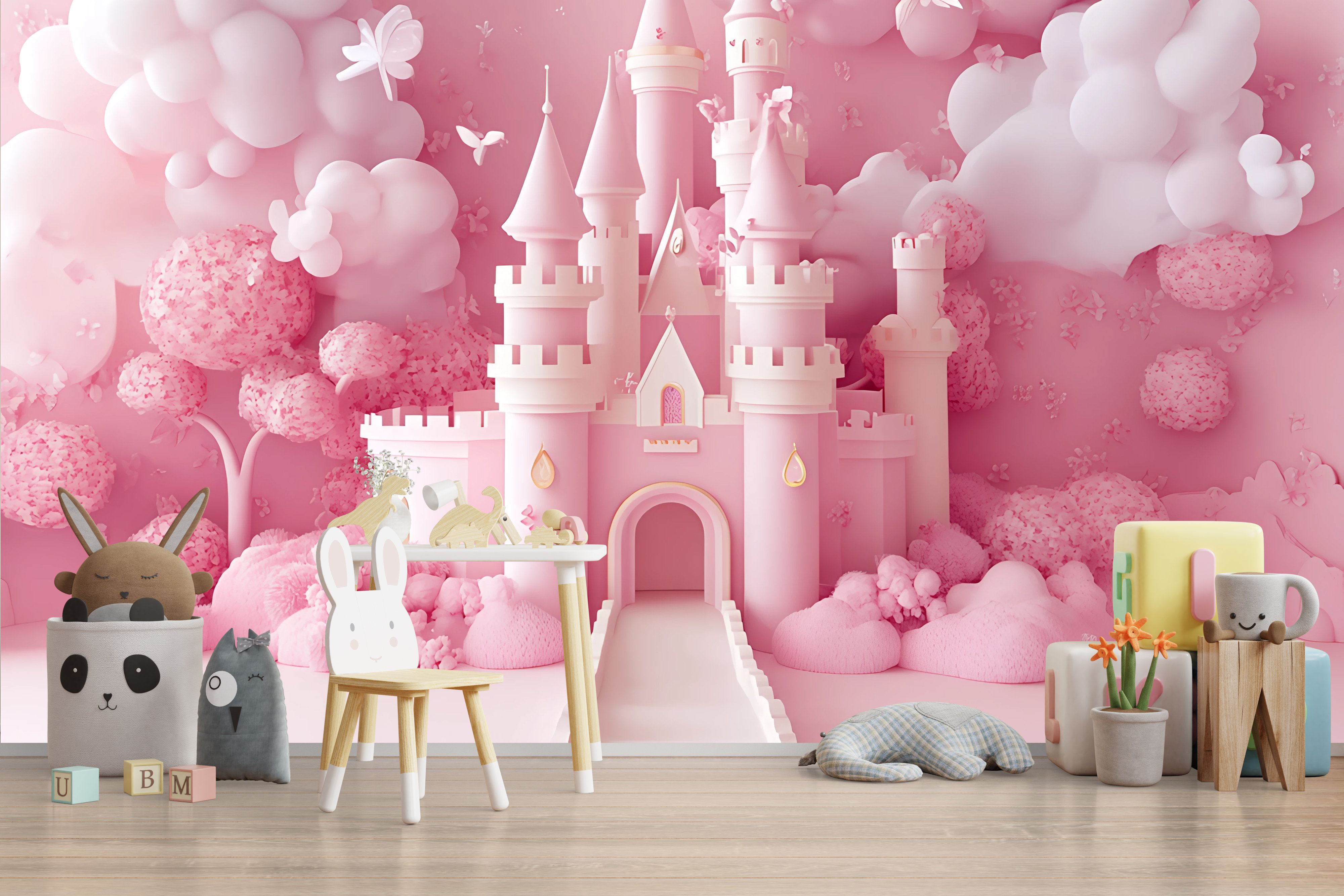 Gemma Violet Princess Fairytale Castle Wallpaper – Enchanting Pink