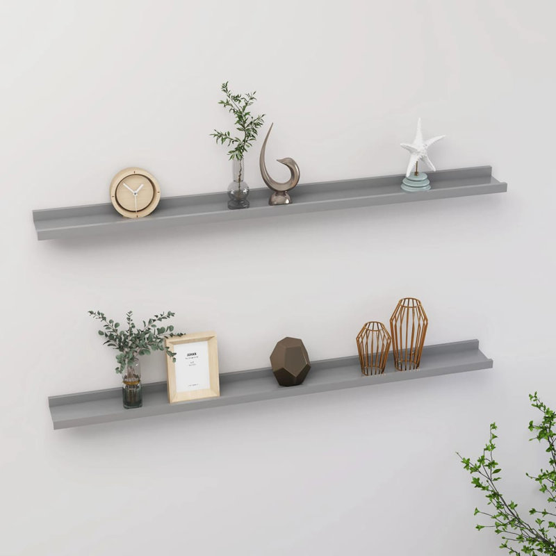 Gracelan 2 Piece Picture Ledge Wall Shelf, Grey, 3 cm H x 100 cm W x 9 cm D