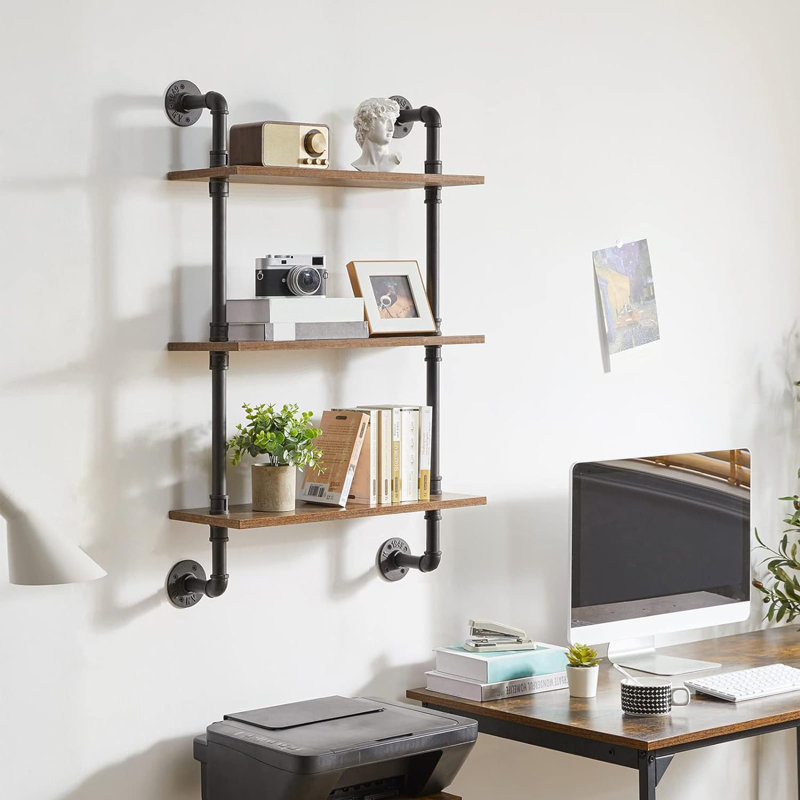 Tablettes murales flottantes, tablettes en bois rustique à 3 niveaux pour chambre à coucher, salle de bain, salon, cuisine