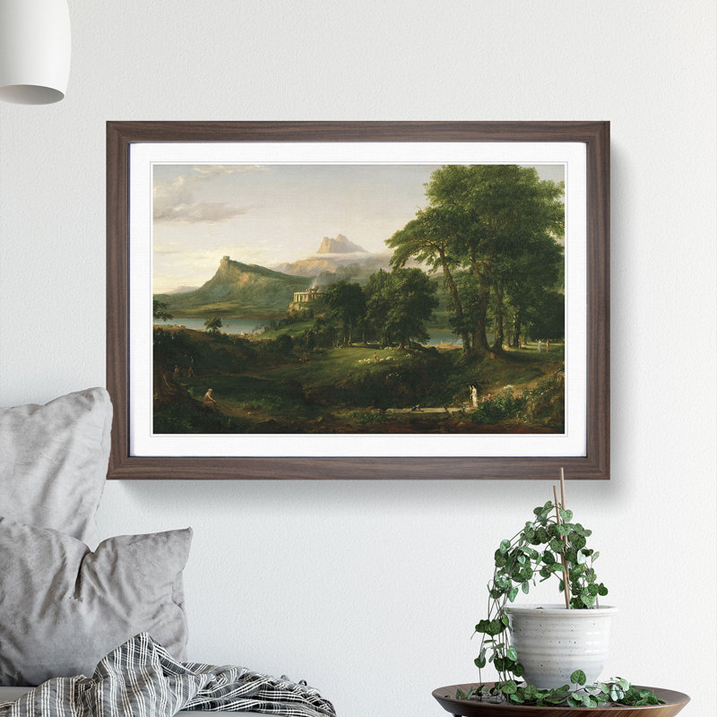 Arcadian by Thomas Cole - Picture Frame Painting, Walnut Framed, 27cm H x 36cm W x 2cm D