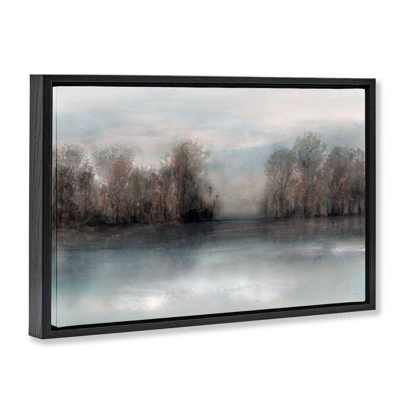 Mirage de la forêt sombre, H 17 po x l 25 po, Cadre flottant noir de jais