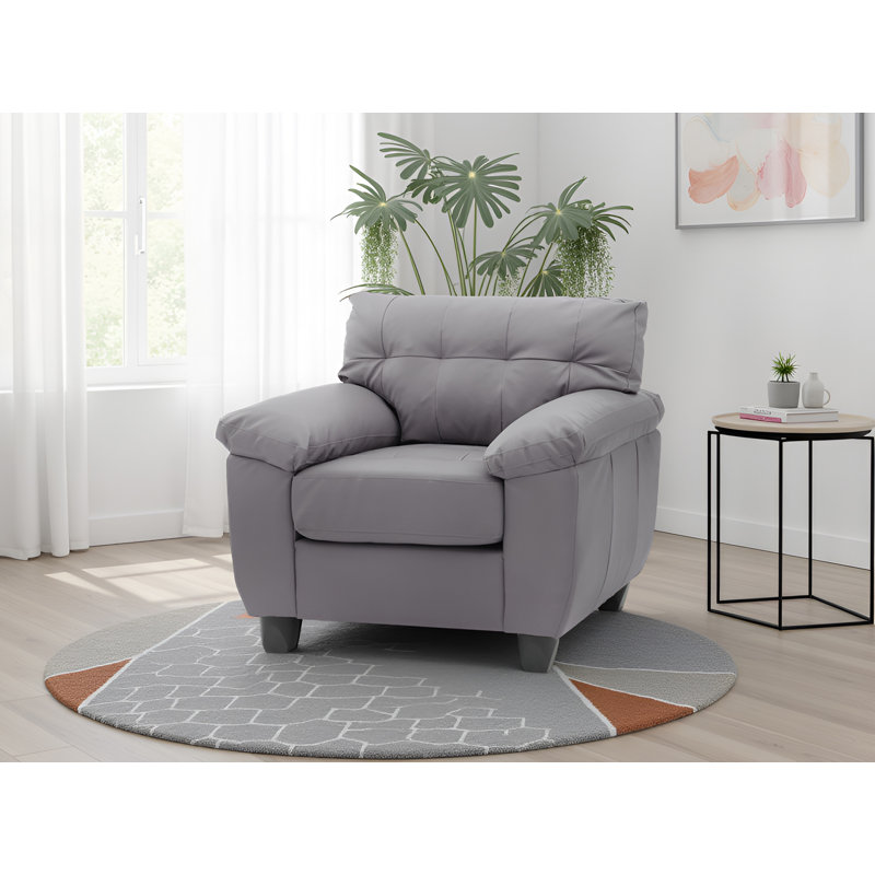 Chaise en similicuir Rimouski, Similicuir gris