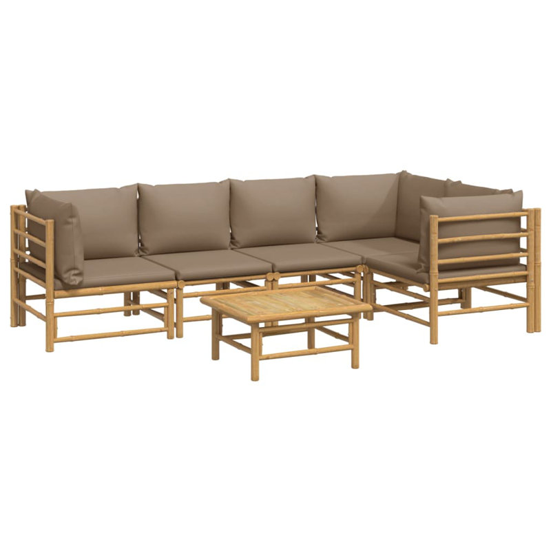 Ensemble de conversation pour 5 personnes avec coussins Dian, Taupe