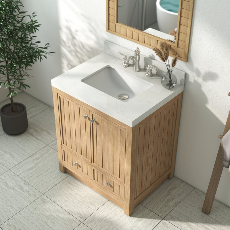 Alburtis 30" Single Bathroom Vanity Set with 2"Ceramic Basin Sink