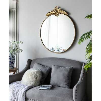 Miroir mural 36 po x 41 po avec bordure en métal doré, pour grand salon