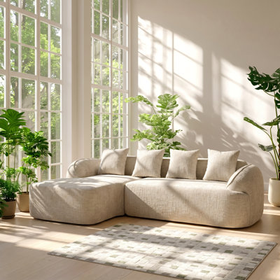 Retro 101.18" W x 66.93" D x 25.59" H Chenille 4-Seat Irregular L-Shaped Sectional Sofa