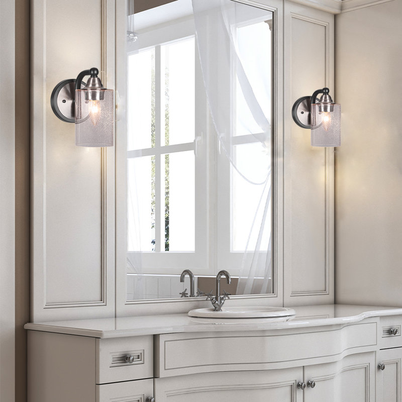Applique murale 1 lumière Achen, Noir mat / nickel brossé
