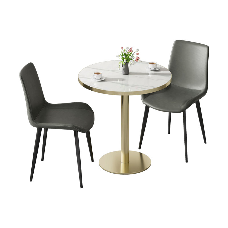 Round Modern Dinning Table 31.5 Inches Bistro Table Tulip Table With Faux Marble Top,Easy Assemble,Sturdy Metal Frame Diameter