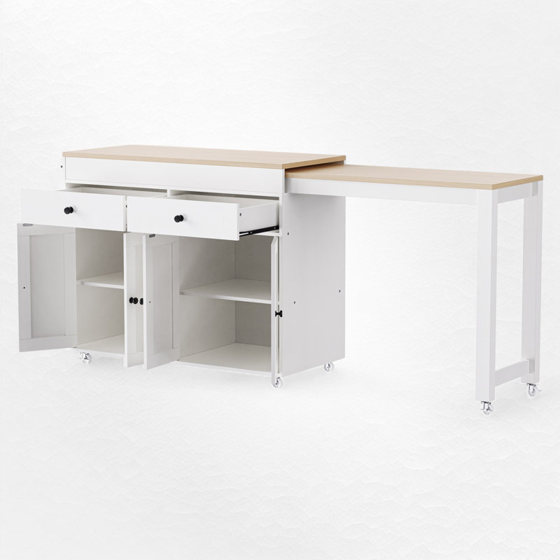 74.5 " W Kitchen Island, Off White