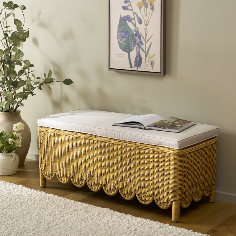Banc Manon Scallop avec coussin, Naturel / Blanc