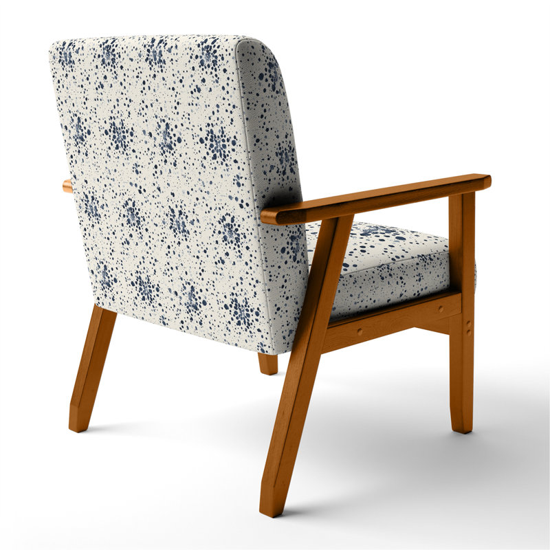 Chaise rembourrée abstraite avec accoudoirs beige et bleu boho mandala, Accoudoirs carrés bruns