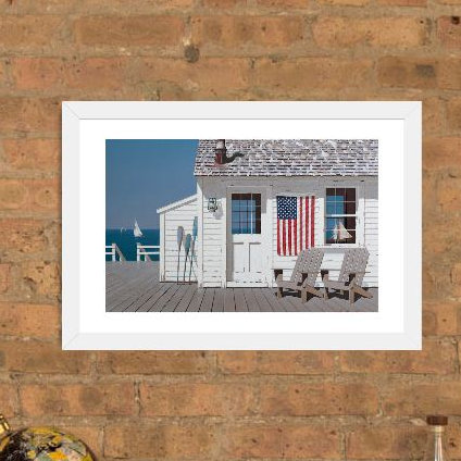 « dockside flag », affiche rétro, H 16 po x l 24 po x P 1 po, Papier encadré blanc