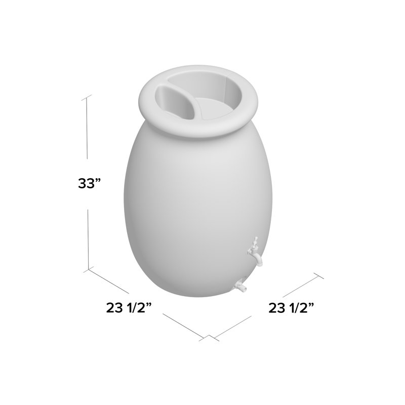Algreen 50 Gallon Brownstone Plastic Rainwater Collection Barrel