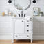 Meuble-lavabo autoportant en bois massif de 24 po + panneau de fibres à densité moyenne avec lavabo intégré en céramique, armoire de bain blanche avec tablette à double couche, tiroirs et porte à fermeture en douceur-133595970