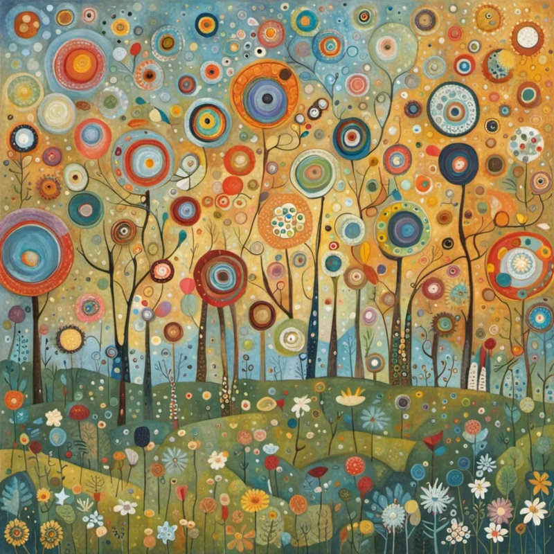 «Circle Bloom Fantasy», reproduction sur toile tendue