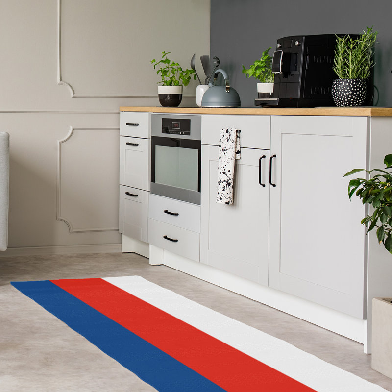 Tapis à rayures bleu/rouge/blanc royal Toronto, Tapis de couloir 2 pi 6 po x 8 pi