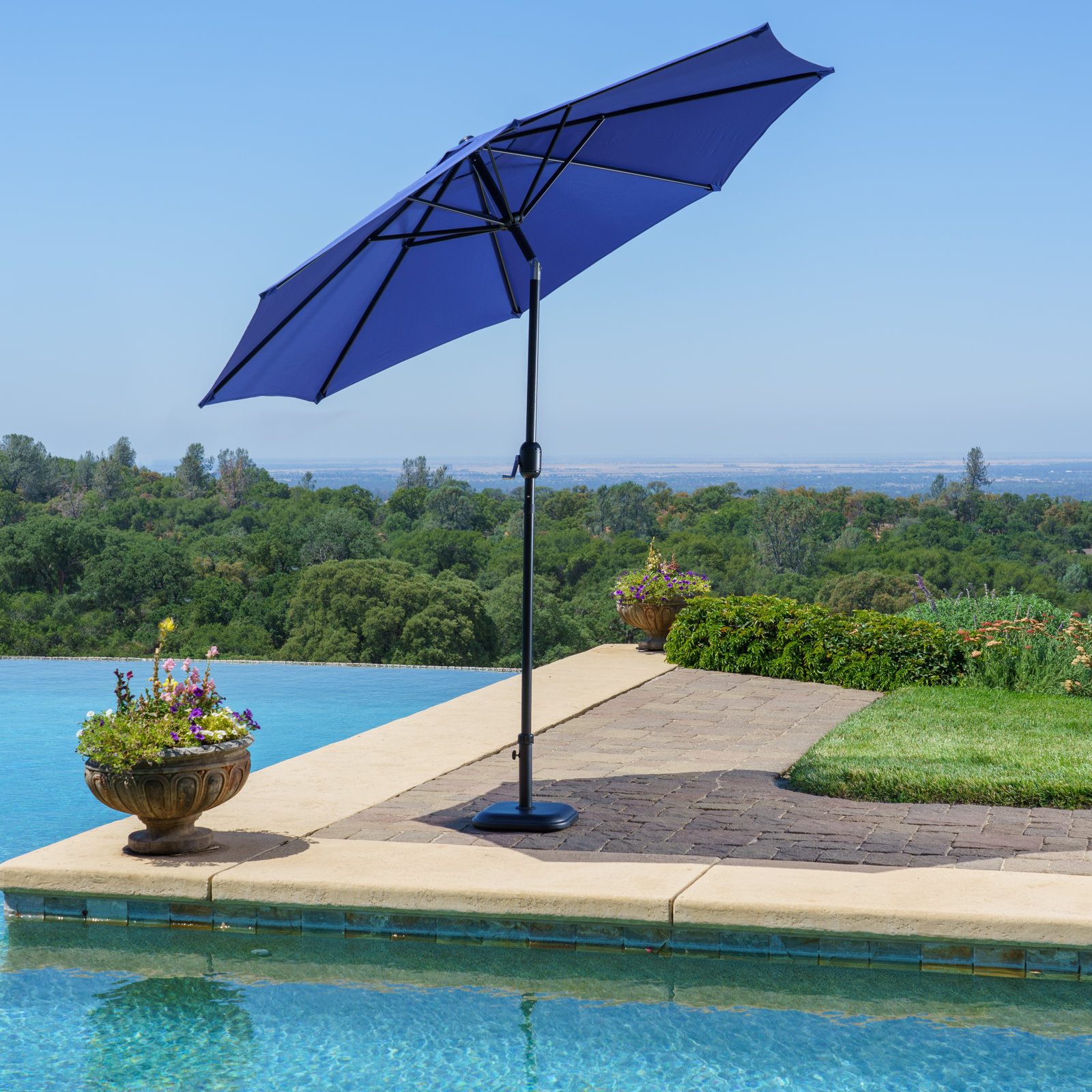Jemma 9' Diameter Market Umbrella, Navy Blue
