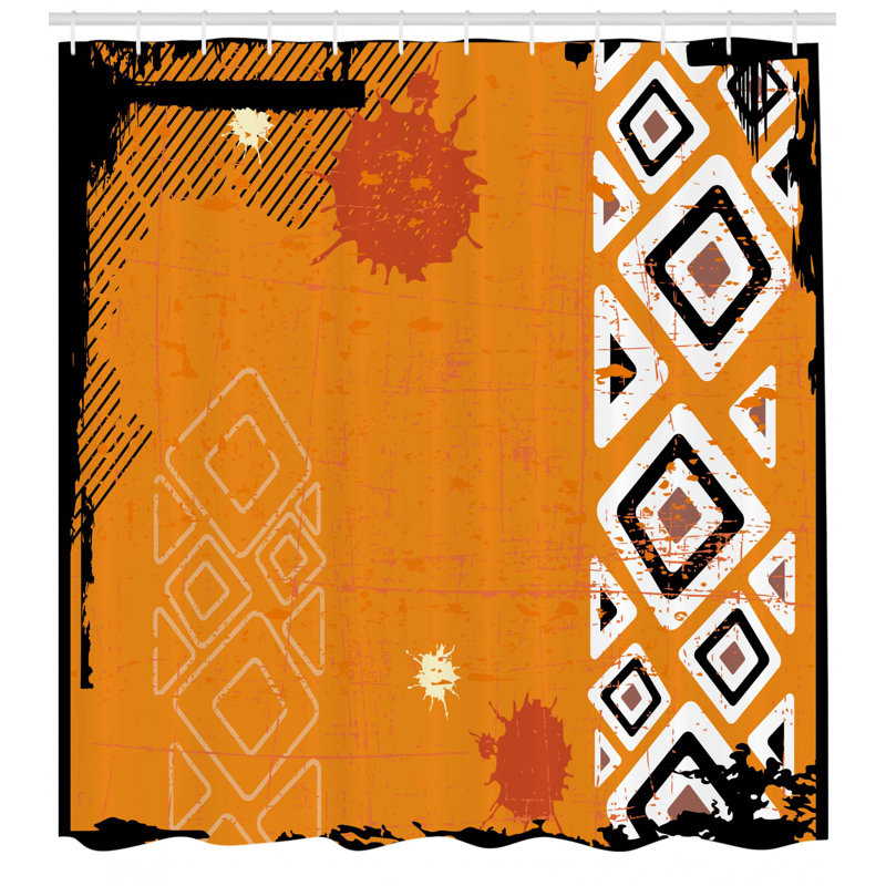 Rideau de douche simple avec des triangles géométriques et une conception africaine tribal Muriel, H 69 po x l 105 po