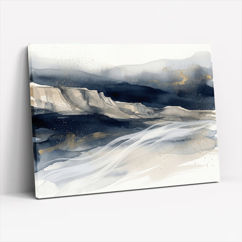 Ensemble de 1 tableau sur toile « Rivière de montagne », H 32 po x l 48 po, Toile tendue
