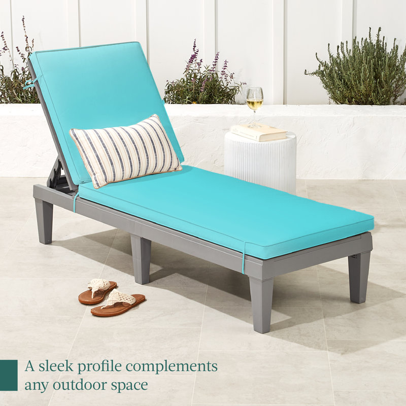 Jimaya Outdoor Chaise Lounge , Cushion Included, Teal