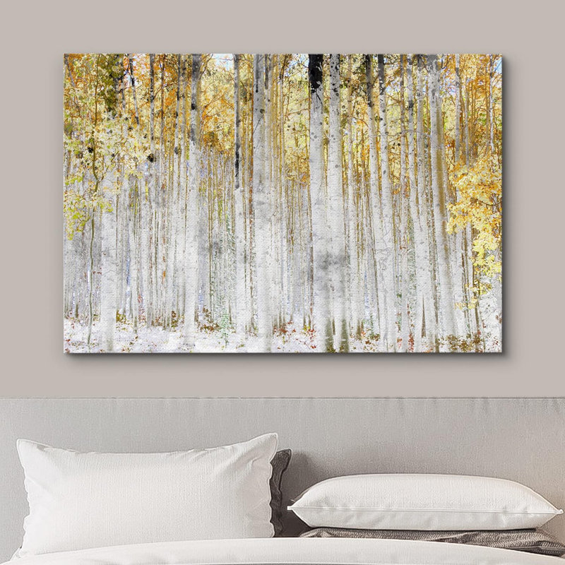 " Birch Treeest Leaves ", 24" H x 36" W x 1.5" D