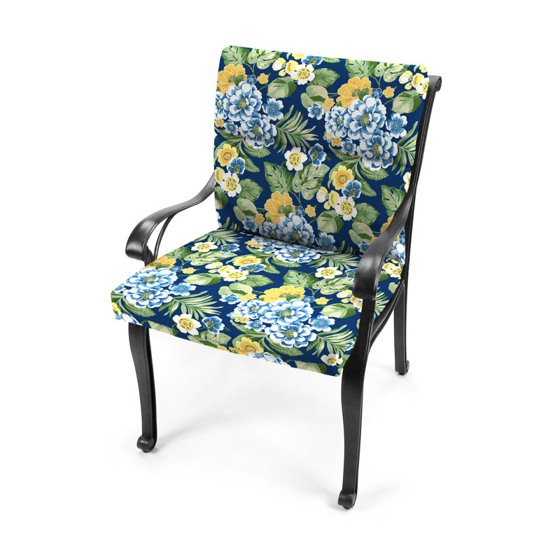 22" x 44" Outdoor Chair Cushion with Ties and Loop, Blue