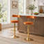 Chaise de bar pivotante rembourrée en velours doux avec pieds dorés électrolytiques-131109582