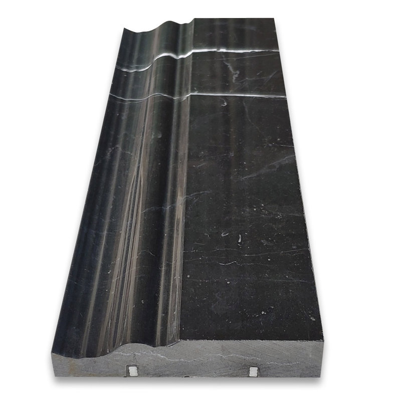 4" x 12" Marble Chair Rail / Crown Tile Trim in Black