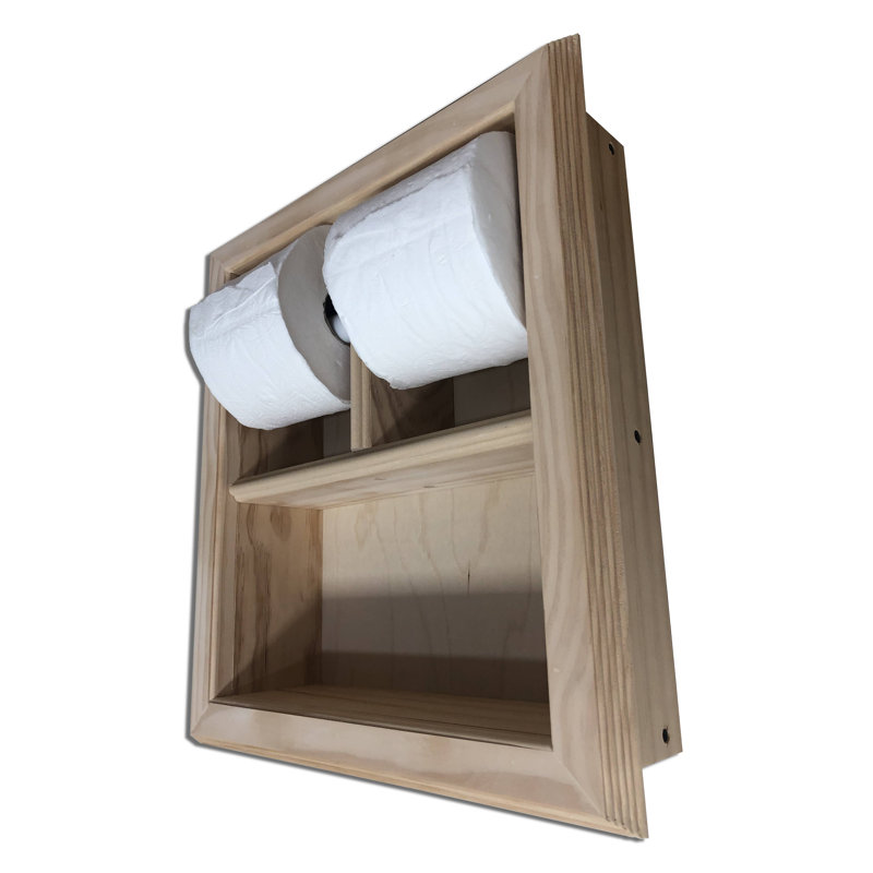 Porte-papier hygiénique encastré Hansford, Bois brut
