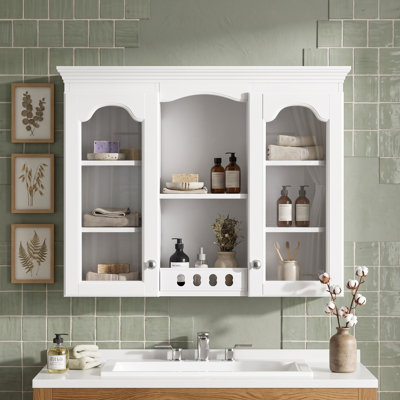Armoire à pharmacie murale avec rangement spacieux et 2 portes