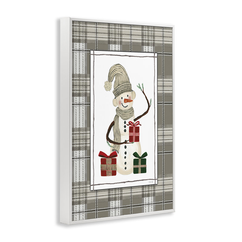 Cozy Winter Snowman, H 18 po x l 12 po, Estampe numérique encadrée blanc bord de mer