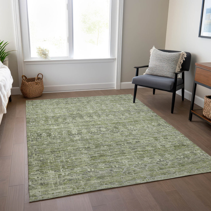 Tapis vert intérieur / extérieur lavable à la machine Xhevrie, Rectangle 9 pi x 12 pi