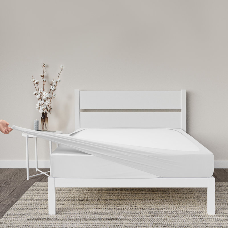 Full White Jersey Knit StretchWrap Box Spring Cover
