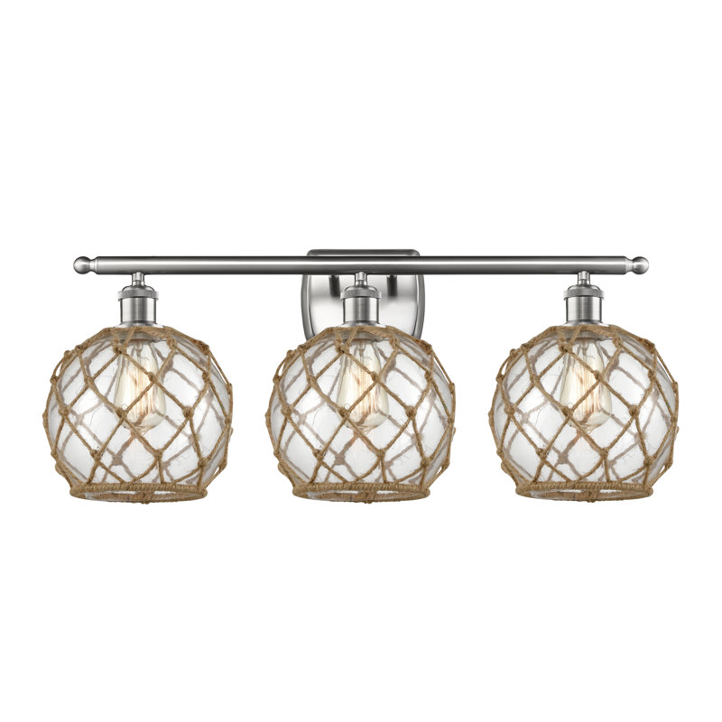 Éclairage pour salle de bain 3 lumières à intensité variable Appling, Ampoule incandescente rétro de 60 watts, Clair/Brun